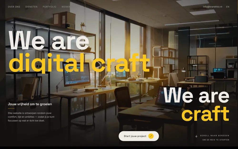 Website van BrandRBLZ, gebouwd door Your Virtual Assistant
