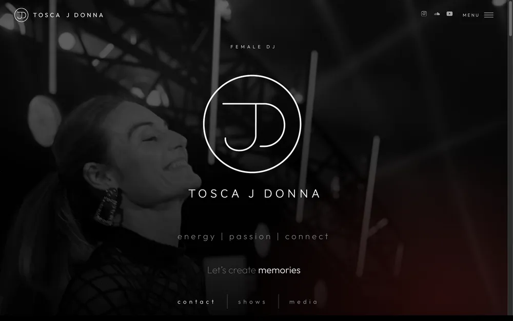 Website van Tosca J Donna, gebouwd door Your Virtual Assistant